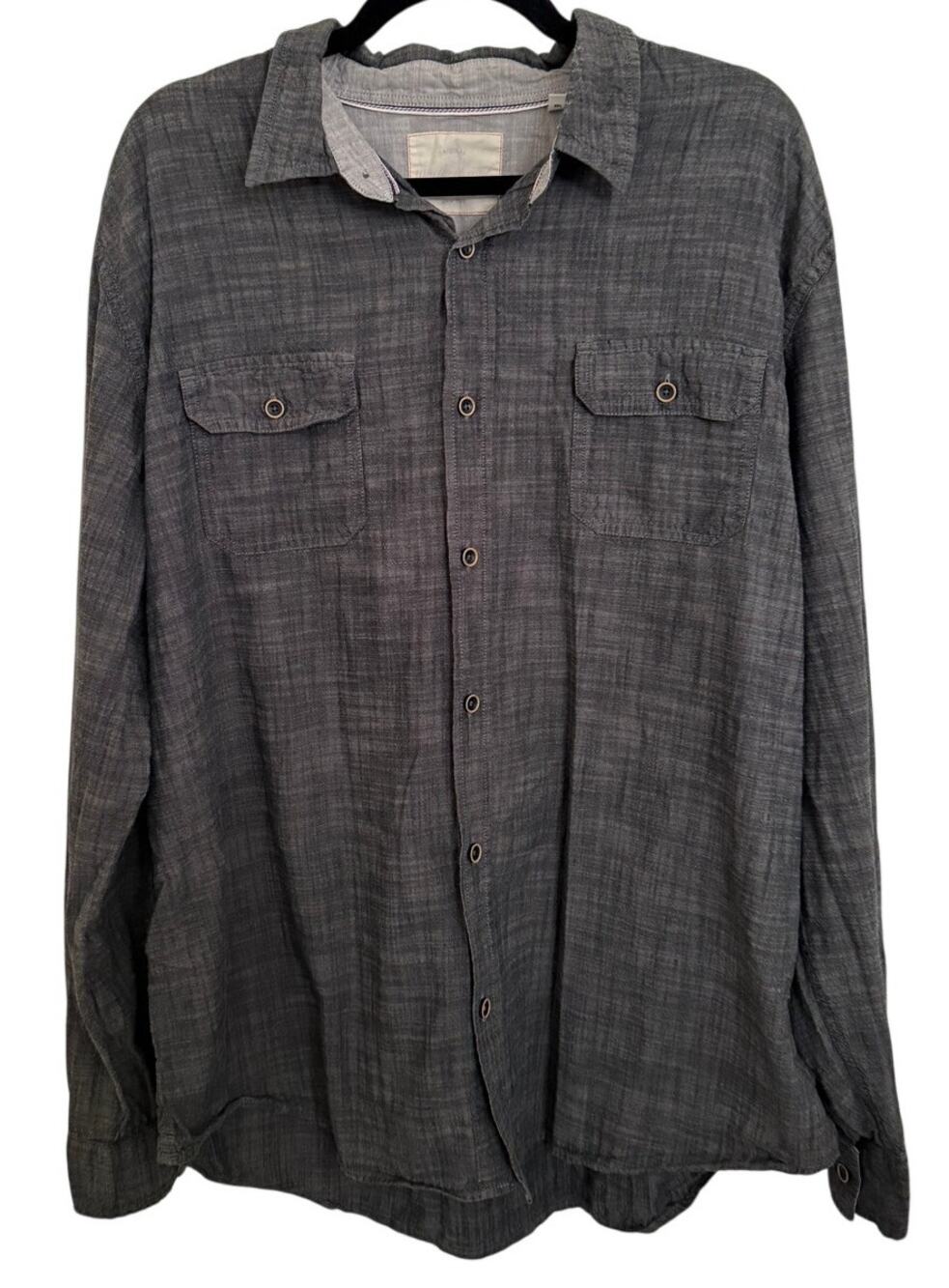 Weatherproof Vintage Gray Longsleeve Button Down XXL Western Chambray Casual